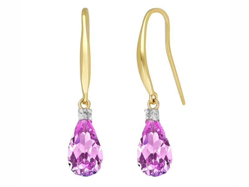 Pink Topaz Drop Earrings in 9ct Gold for the 41st anniversary gift