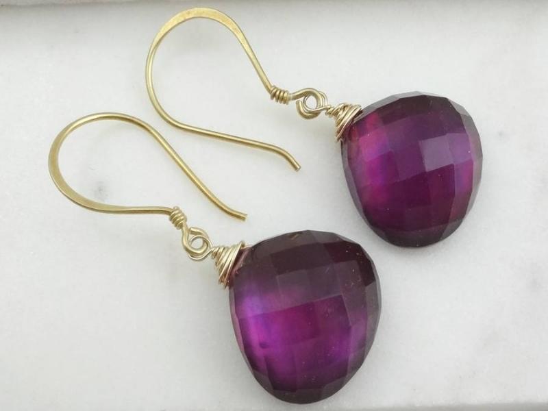 Pink Topaz Earrings with Black Lip Oyster Oh Canvas