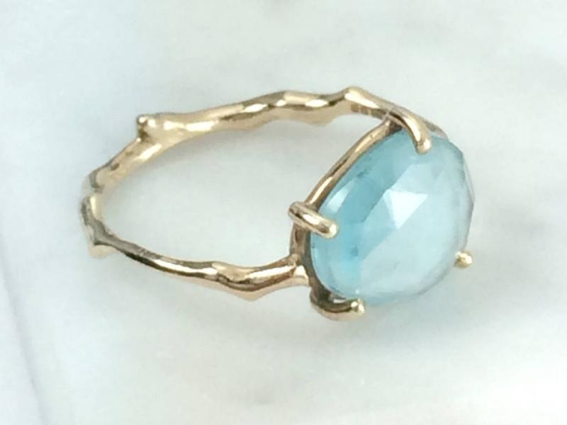 Sky Blue Topaz Twig Statement Ring For The 41St Wedding Anniversary Gemstone