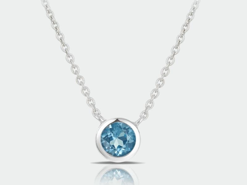 Blue Topaz And Silver Pendant Necklace For The 41St Anniversary Gift