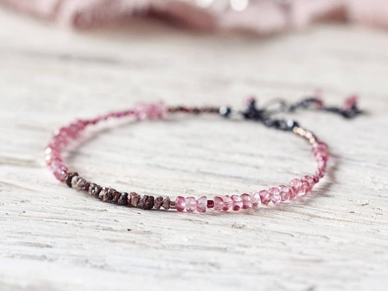 Pink Topaz and Rough Diamond Bracelet for the 41st anniversary present