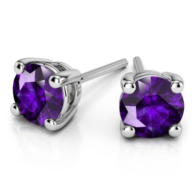 Trinity Amethyst Studs - Modern Gift For The 33Rd Wedding Anniversary