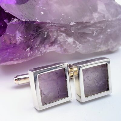 Amethyst Pattern Cufflinks And Tie Pin Set