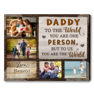 father's day unique gift for dad to the world canvas wall art 01
