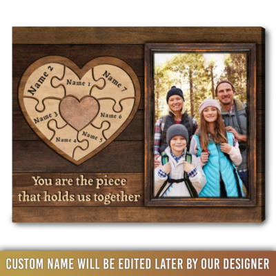 mother's day custom photo mom canvas wall art personalized mother's day gift idea mom you are the piece that holds us together custom canvas print 01