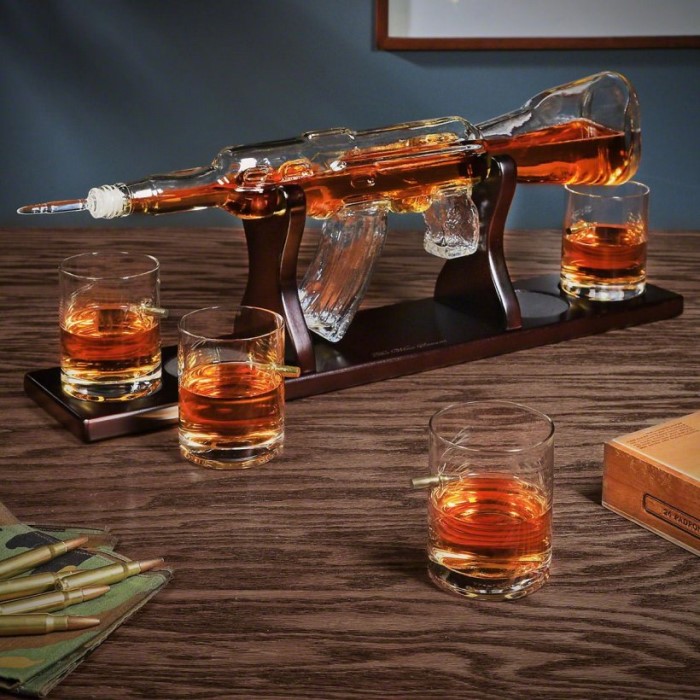 Gun Decanter Set And Whiskey Glass: Great Military Retirement Gifts