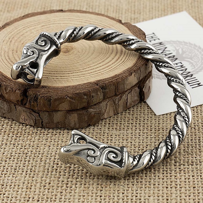 Viking Warrior Gifts - Wisted Bangle Bracelet Arm Ring Viking Fenrir