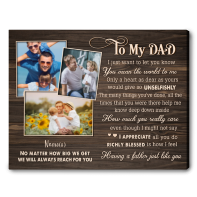 to my dad photo canvas wall art father's day gift 01