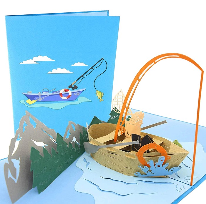 Father's day gift under $50 - Fisherman 3D Pop Up Greeting Card