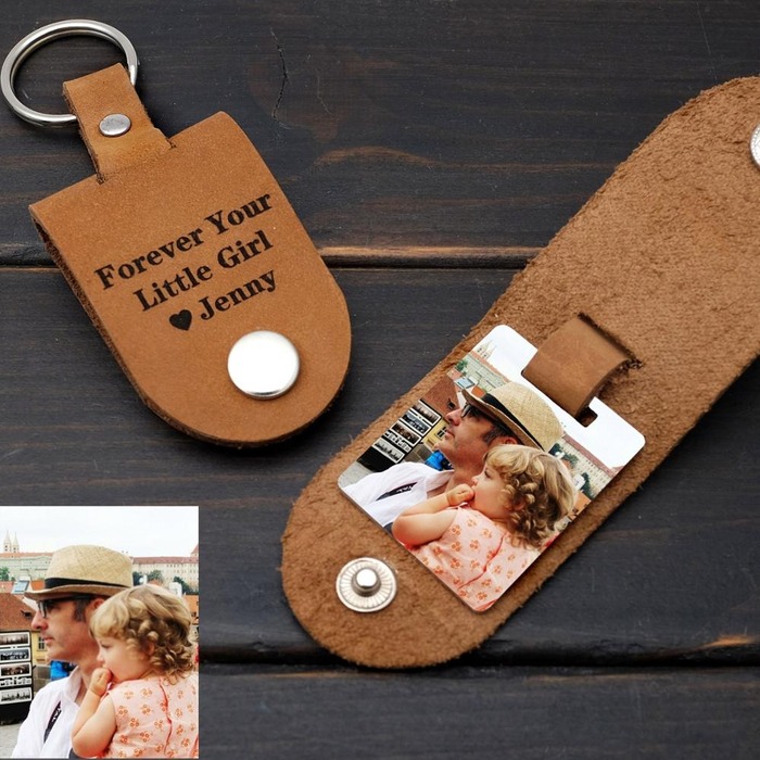 Father's day gift under $50 - Handmade "Daddy" Leather Key Ring
