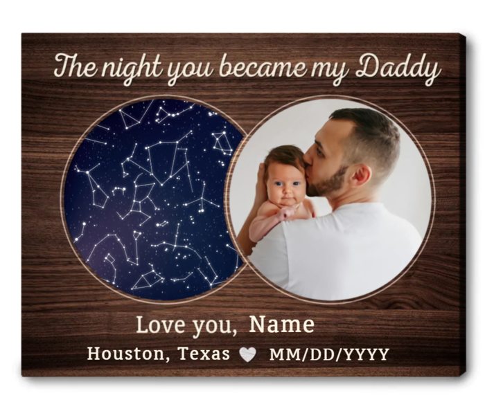 First Father's day photo for new dad - Custom Star Print Canvas