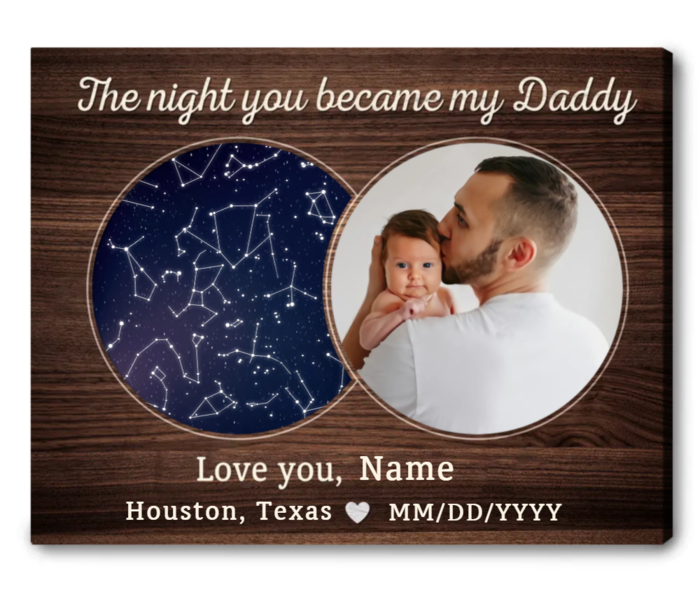 First Father'S Day Photo For New Dad - Custom Star Print Canvas