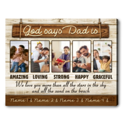 unique father's day gift personalized photo and name canvas print 01