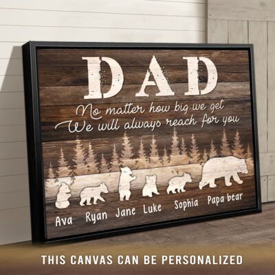 personalized gift for dad father's day gift customized family bear canvas