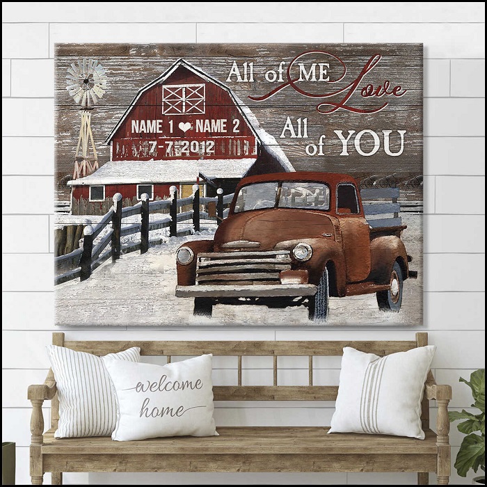 Farmhouse Wall Decor Personalized Canvas Print