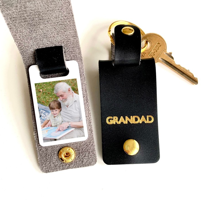 Father’s Day gifts for grandpa - Leather Picture Keychain