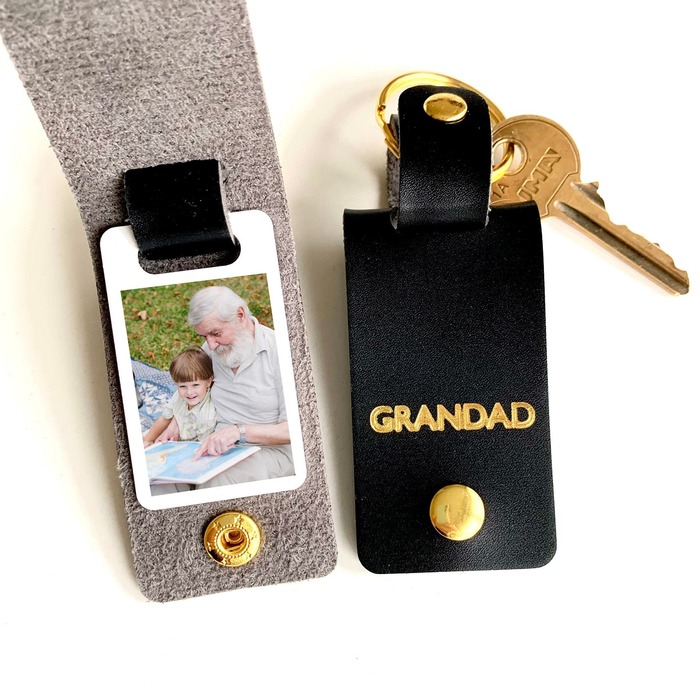 Father’s Day Gifts For Grandpa - Leather Picture Keychain