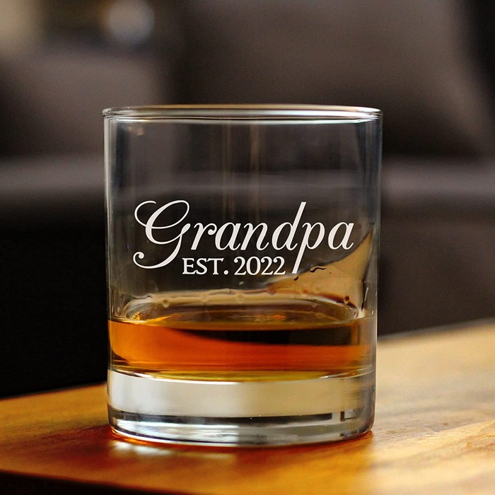 Father’s Day gift for grandpa - New Grandfather Whiskey Rocks Glass
