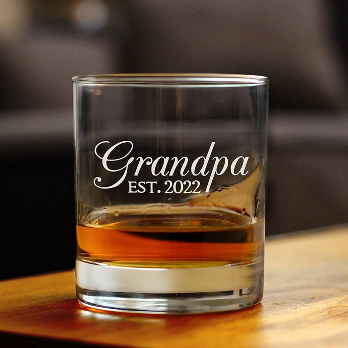 Father’s Day gift for grandpas - New Grandfather Whiskey Rocks Glass