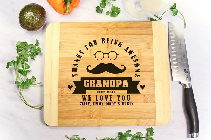 Father’s Day gift for grandpa - Custom Engraved Family Recipe Cutting Board