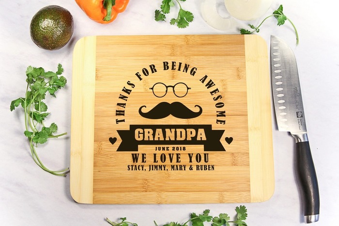 Father’s Day Gift For Grandpa - Custom Engraved Family Recipe Cutting Board