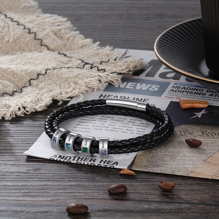Cool Stepdad Gifts For Father'S Day -Lovalita Leather Birthstone Bracelet