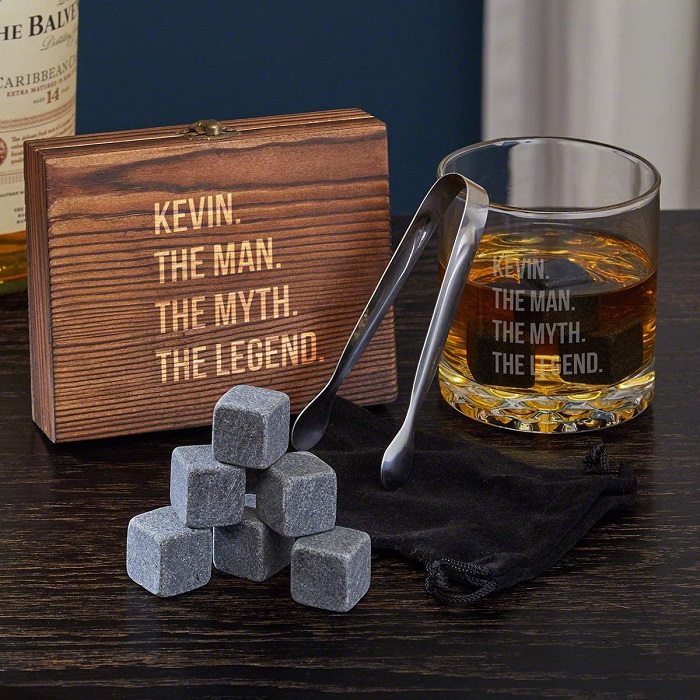 Gift Set With Personalized Whiskey Stones