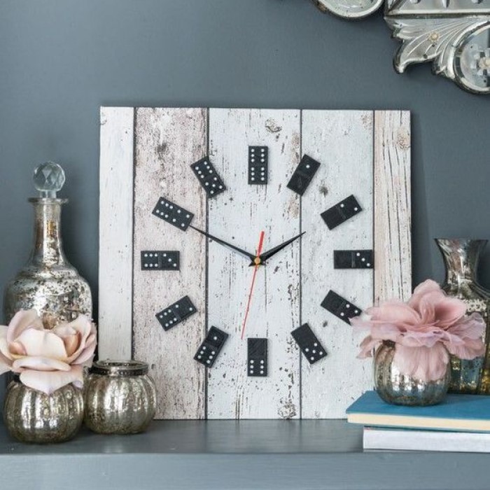 Clock With Dominoes in country living space: Creative Father's Day DIY Gifts 