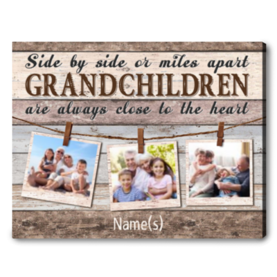 personalized gift for grandparents side by side or miles apart canvas print 01