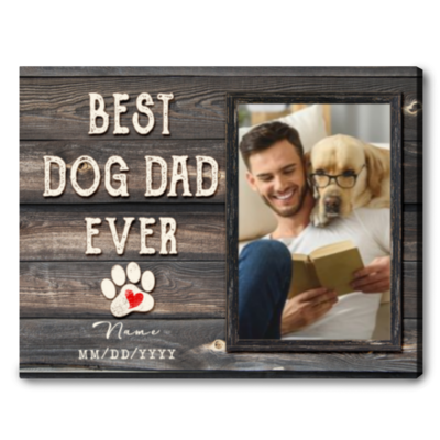 personalized photo gift for dog dad happy father's day canvas wall art 01