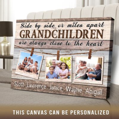 personalized gift for grandparents side by side or miles apart canvas print 02