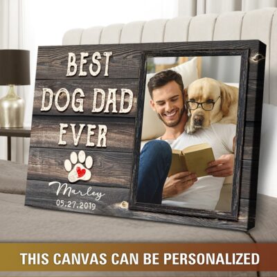 personalized photo gift for dog dad happy father's day canvas wall art 04