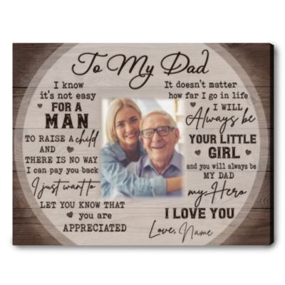 father's day gift from daughter personalized photo canvas wall art 01