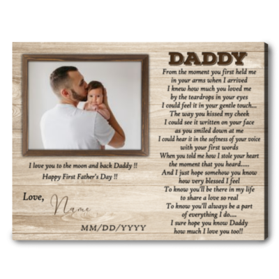 first father's day gift idea personalized photo and name canvas wall art decor 01