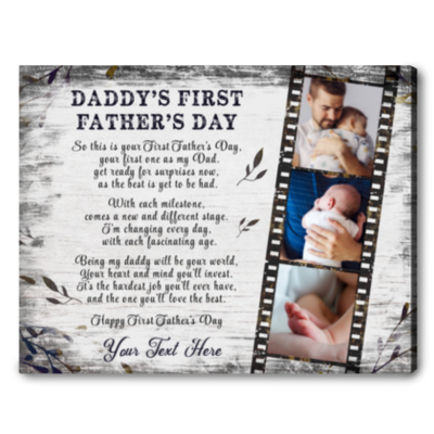 dad gift from kids custom photo canvas personalized first father's day 01