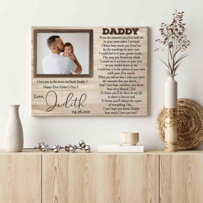 first father's day gift idea personalized photo and name canvas wall art decor 02