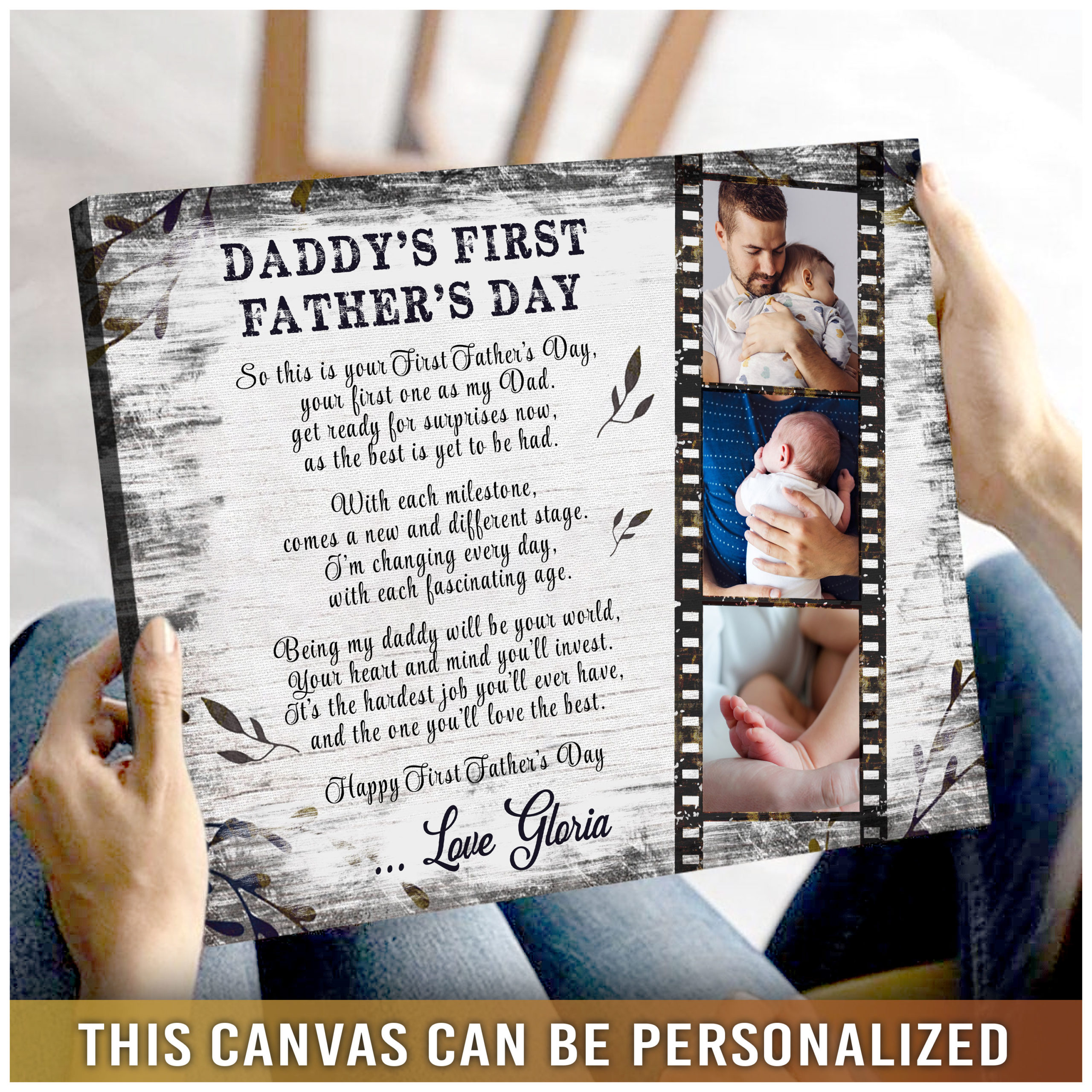dad gift from kids custom photo canvas personalized first father's day 02