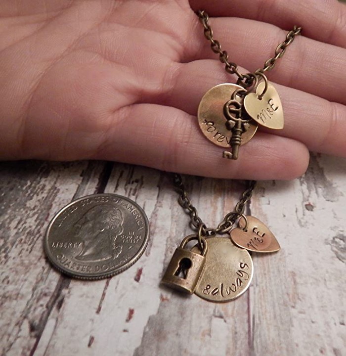 Customized Gifts For Her: Personalized Lock And Key Pendants For Couples