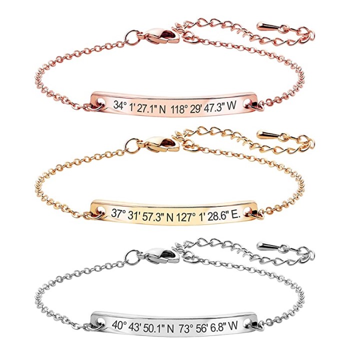 Customized Gifts For Her: Bracelet Inscribed With A Special Location