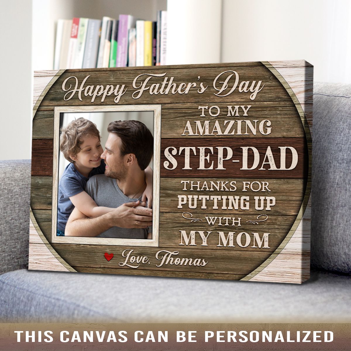 father's day gift stepdad personalized photo canvas print 03
