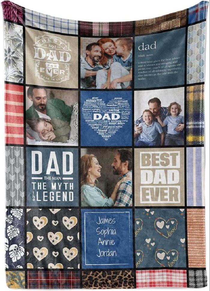 Sentimental Gifts For Dad From Son - Personalized Fleece Photo Blanket