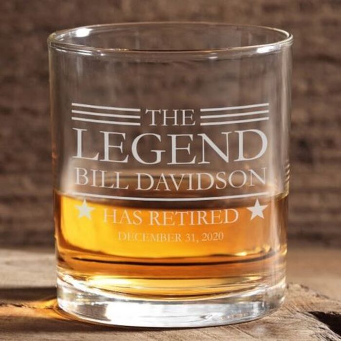 The legend has retired whiskey glass: cool retirement ideas for coworker