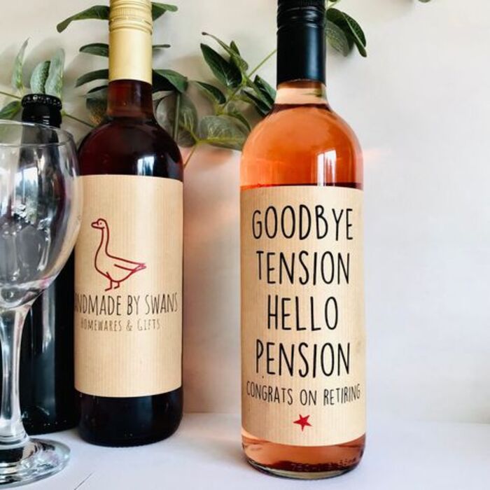 Wine bottle labels: fun and adorable gift for the retiree
