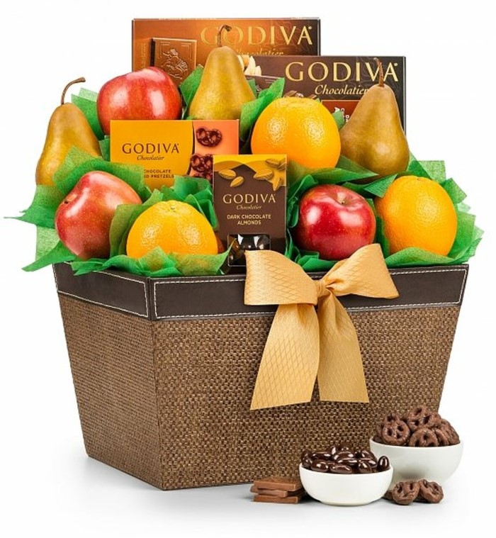 Luxury Gift For Her: Chocolates And Fruit Gift Basket