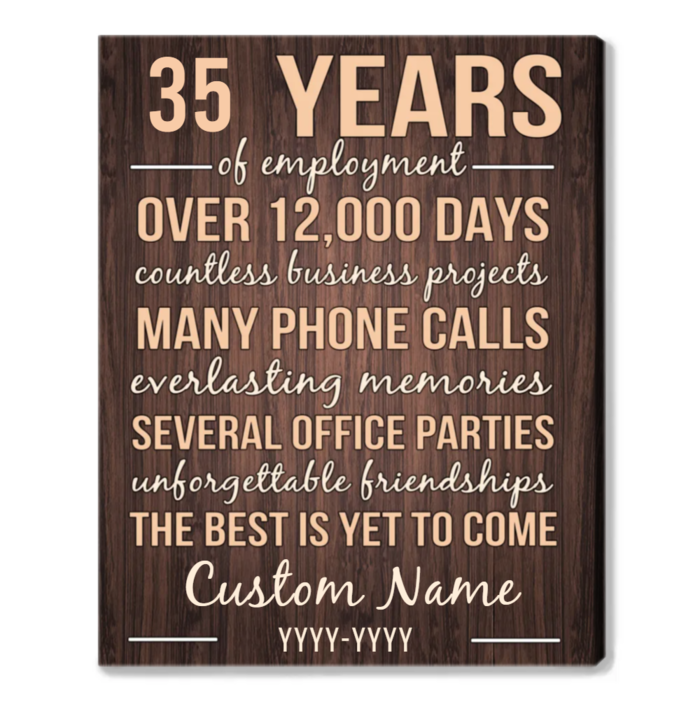 Canvas Print Year Of Employment - retirement gifts for men