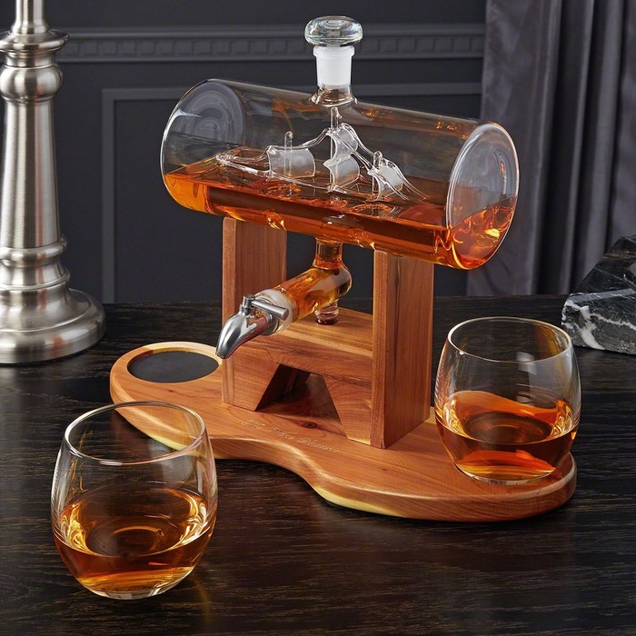 Whiskey Decanter That Ships In A Bottle - retirement gift ideas for men