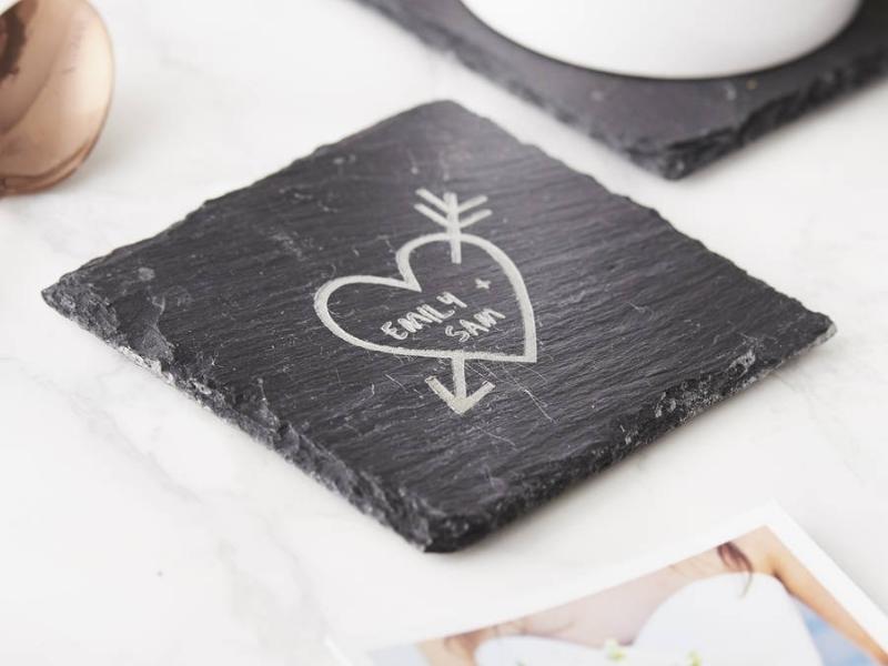 Carved Slate Heart for engagement gifts for couple