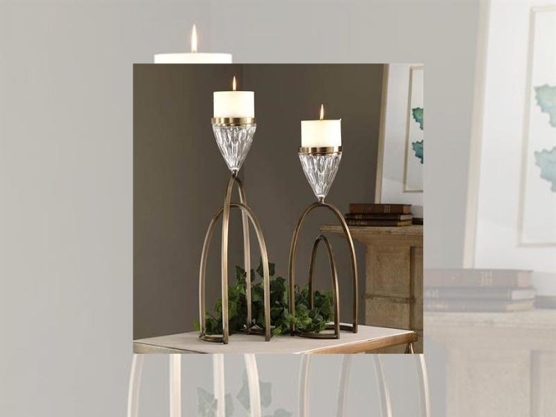 Pillar Candle Holder Set Of Two For Luxury Engagement Gift