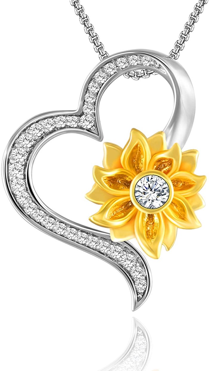 Sunflower Gifts For Her: Sunflower Silver Necklace