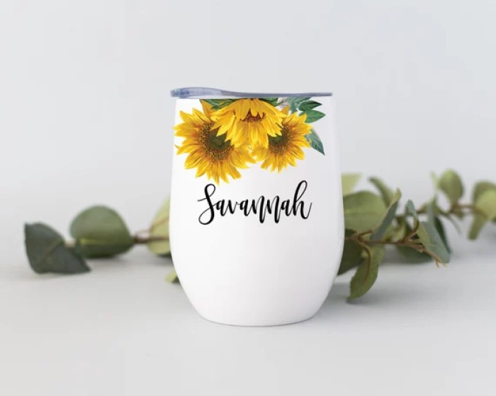 Sunflower Gifts For Her: Personalized Sunflowers Wine Tumbler